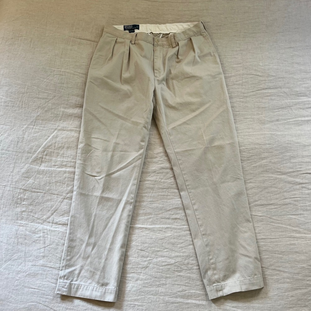 Vintage Polo Ralph Lauren Pleated Chino Pants Mens 35 - Picture 2 of 11